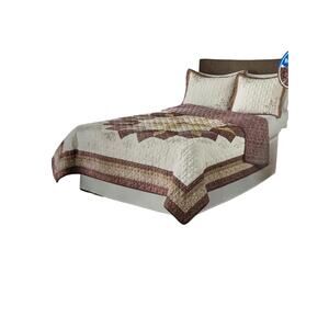 Mainstays Brick Star King Size Quilt (104"x90") With 2 King Shams (24"x40") New